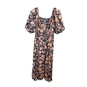 Old Navy Long Sundress Black Floral Hawaiian Dress Summer Beach Vacation Small